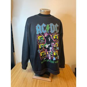 ACDC Oversized Fit Sweatshirt Womens 3X Blow Up Your Video World Tour Graphic